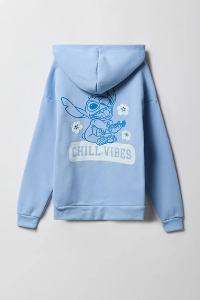 Haut à capuchon en molleton avec imprimé Stitch relief pour fille