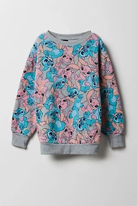 Girls Stitch & Angel Print Fleece Sweatshirt
