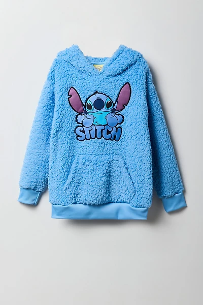 Girls Stitch Twill Embroidered Sherpa Hoodie