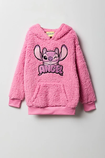 Girls Angel Twill Embroidered Sherpa Hoodie