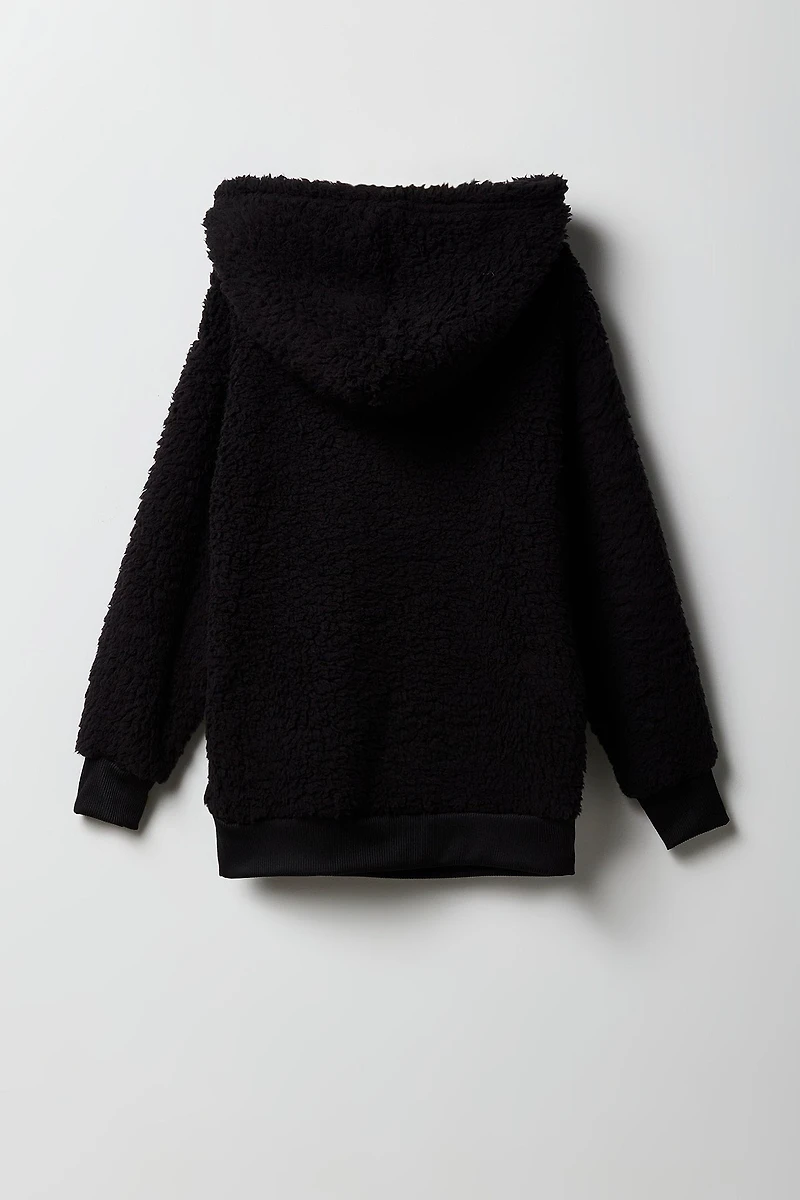 Haut à capuchon en Sherpa avec motif brodé Minnie Mouse sergé pour fille