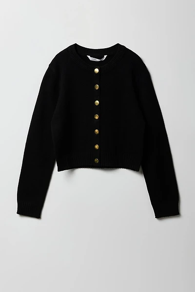 Girls Knit Button-Up Cardigan