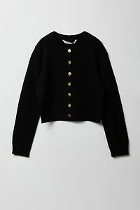 Girls Knit Button-Up Cardigan