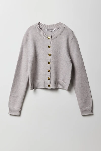 Cardigan boutonné en tricot pour fille