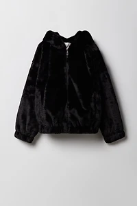Girls Faux Fur Bomber Jacket