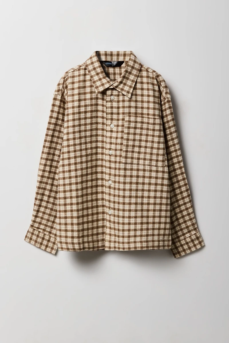 Haut carré boutonné en flanelle pour garçon