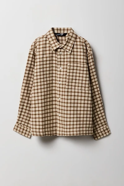 Haut carré boutonné en flanelle pour garçon
