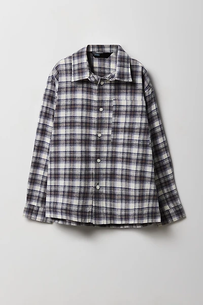 Boys Boxy Flannel Button-Up Top