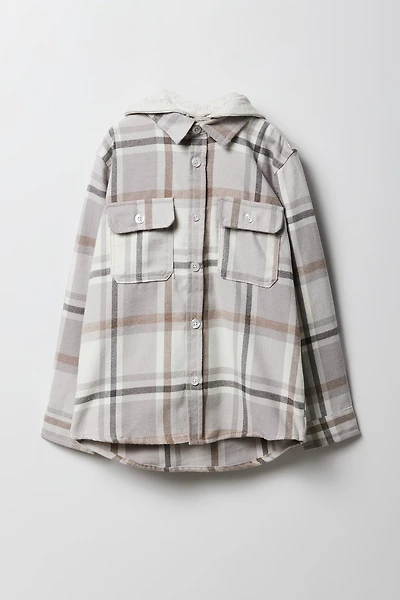 Haut boutonné à capuchon en flanelle pour garçon