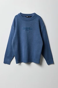 Boys Embroidered Boxy Sweater