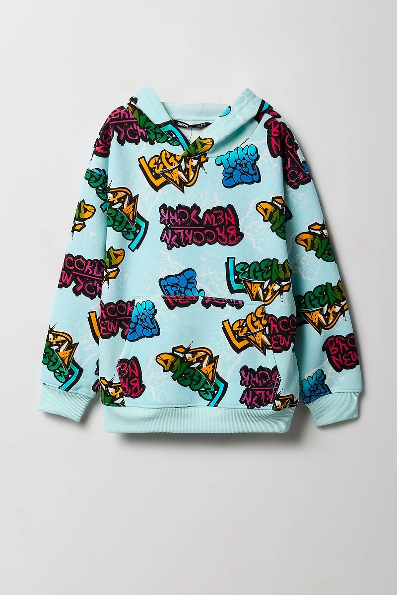 Kids Graffiti Print Fleece Hoodie