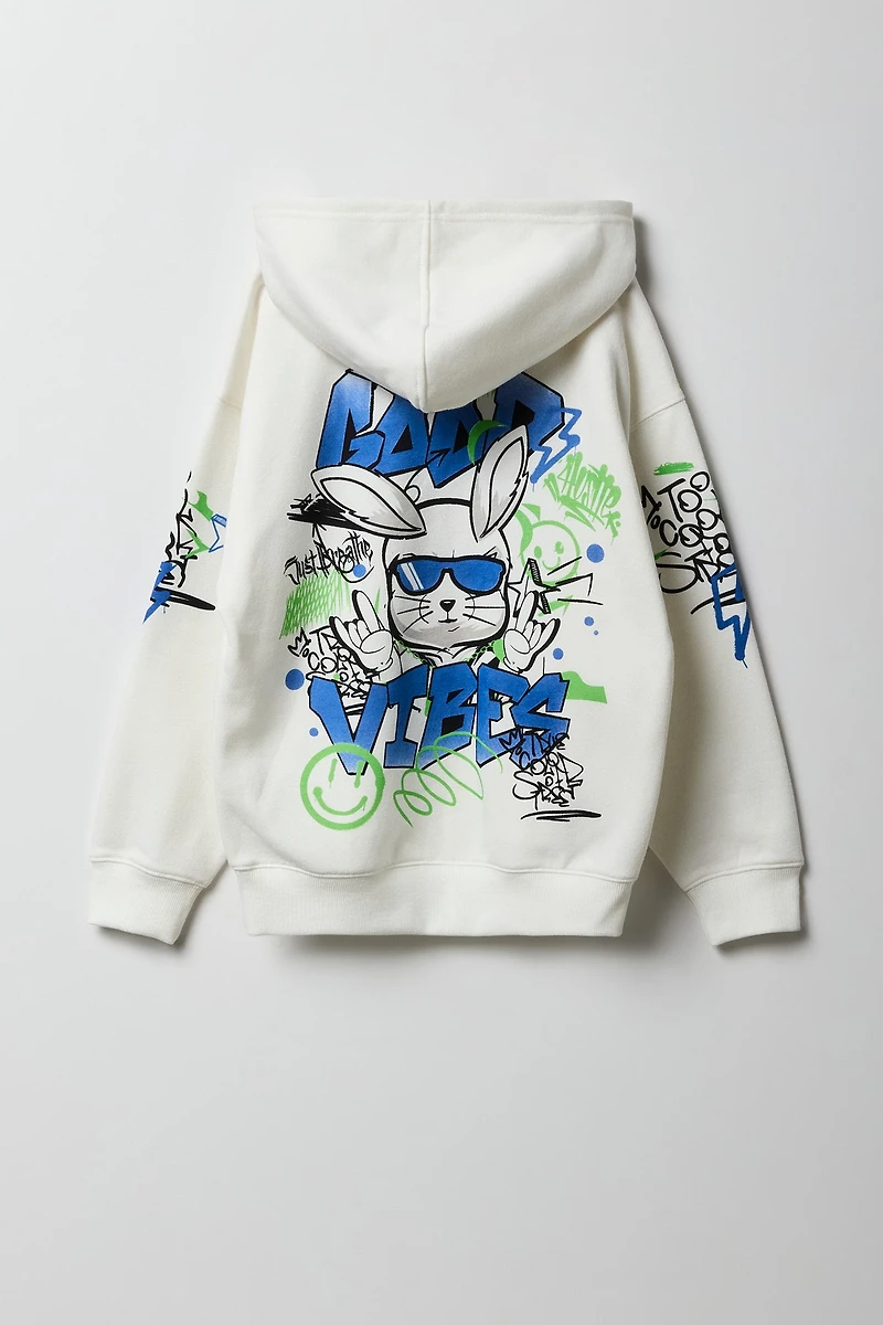 Haut à capuchon en molleton imprimé pour enfant