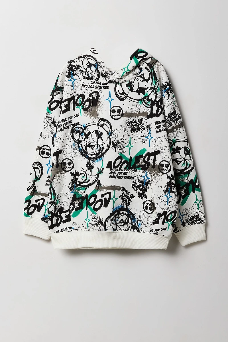 Haut à capuchon en molleton avec imprimé graffitis pour enfant