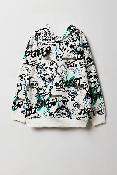 Haut à capuchon en molleton avec imprimé graffitis pour enfant