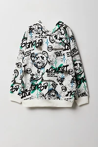 Haut à capuchon en molleton avec imprimé graffitis pour enfant
