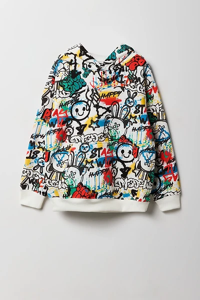 Kids Graffiti Print Fleece Hoodie