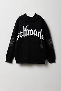 Haut à capuchon avec imprimé Self Made Spider et pierres du Rhin pour enfant