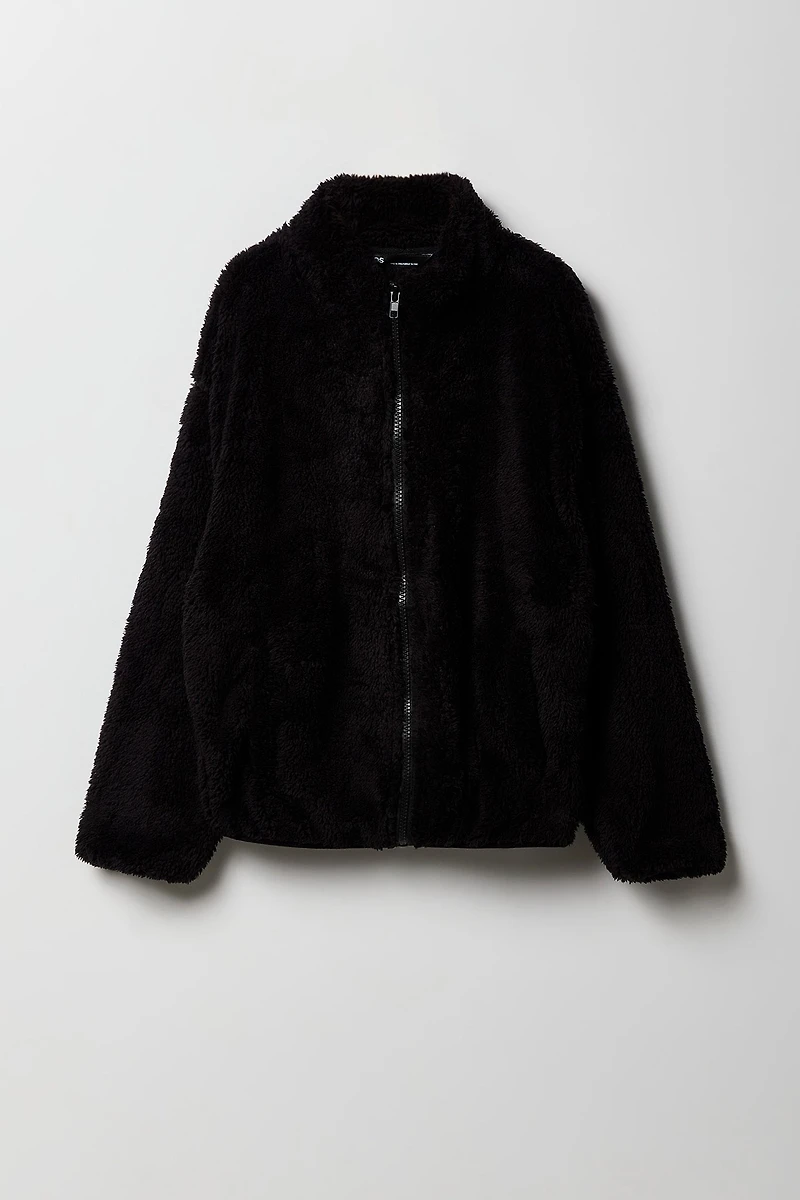 Kids Sherpa Camo Zip-Up Top