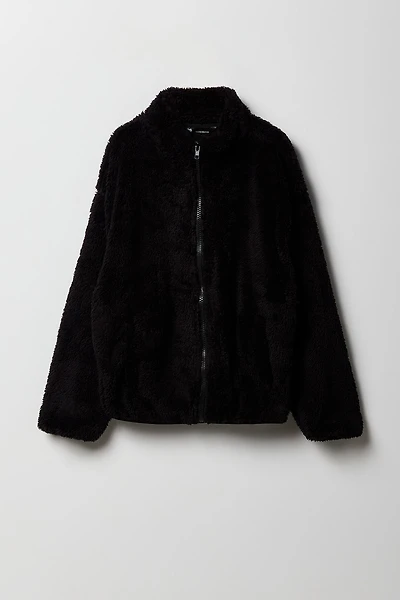 Kids Sherpa Camo Zip-Up Top