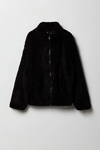 Kids Sherpa Camo Zip-Up Top