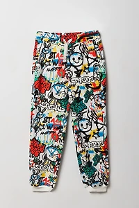 Kids Graffiti Print Fleece Jogger