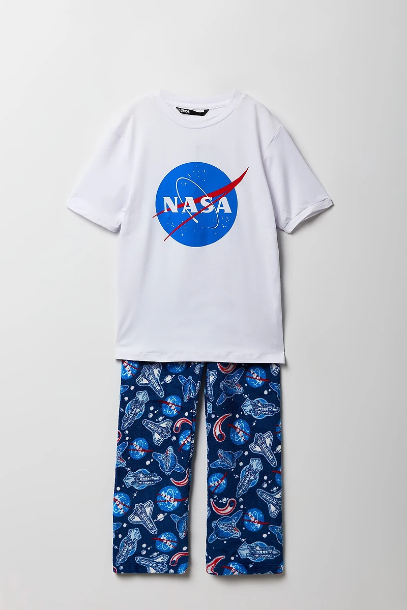 Ensemble pyjama avec t-shirt à imprimé NASA et pantalon en peluche pour enfant
