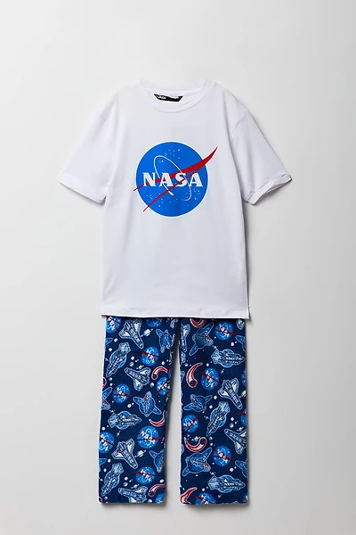 Ensemble pyjama avec t-shirt à imprimé NASA et pantalon en peluche pour enfant