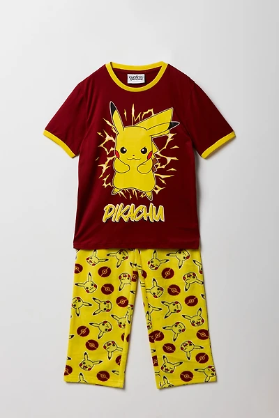 Kids Pokémon Graphic T-Shirt & Plush Pajama Pant Set