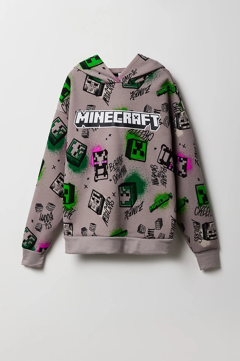 Kids Minecraft Print Fleece Hoodie