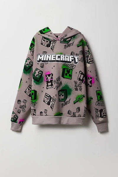 Kids Minecraft Print Fleece Hoodie