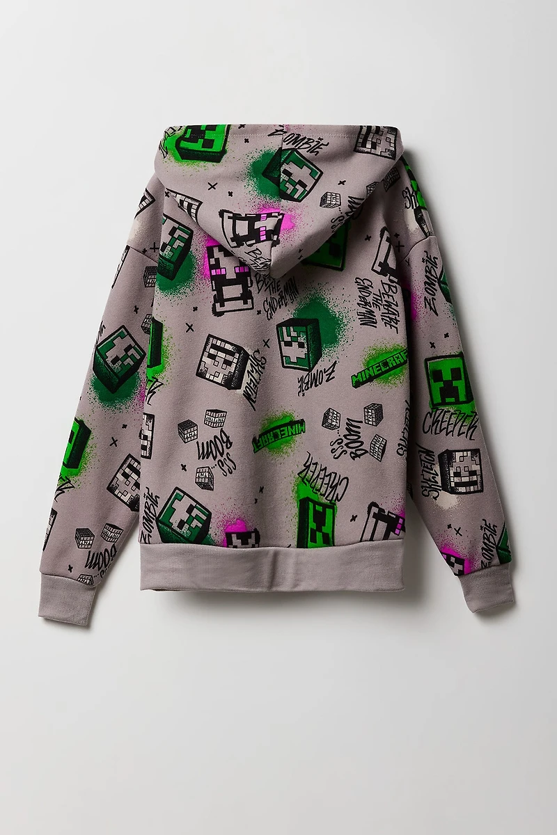 Kids Minecraft Print Fleece Hoodie
