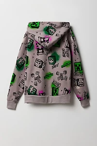 Kids Minecraft Print Fleece Hoodie