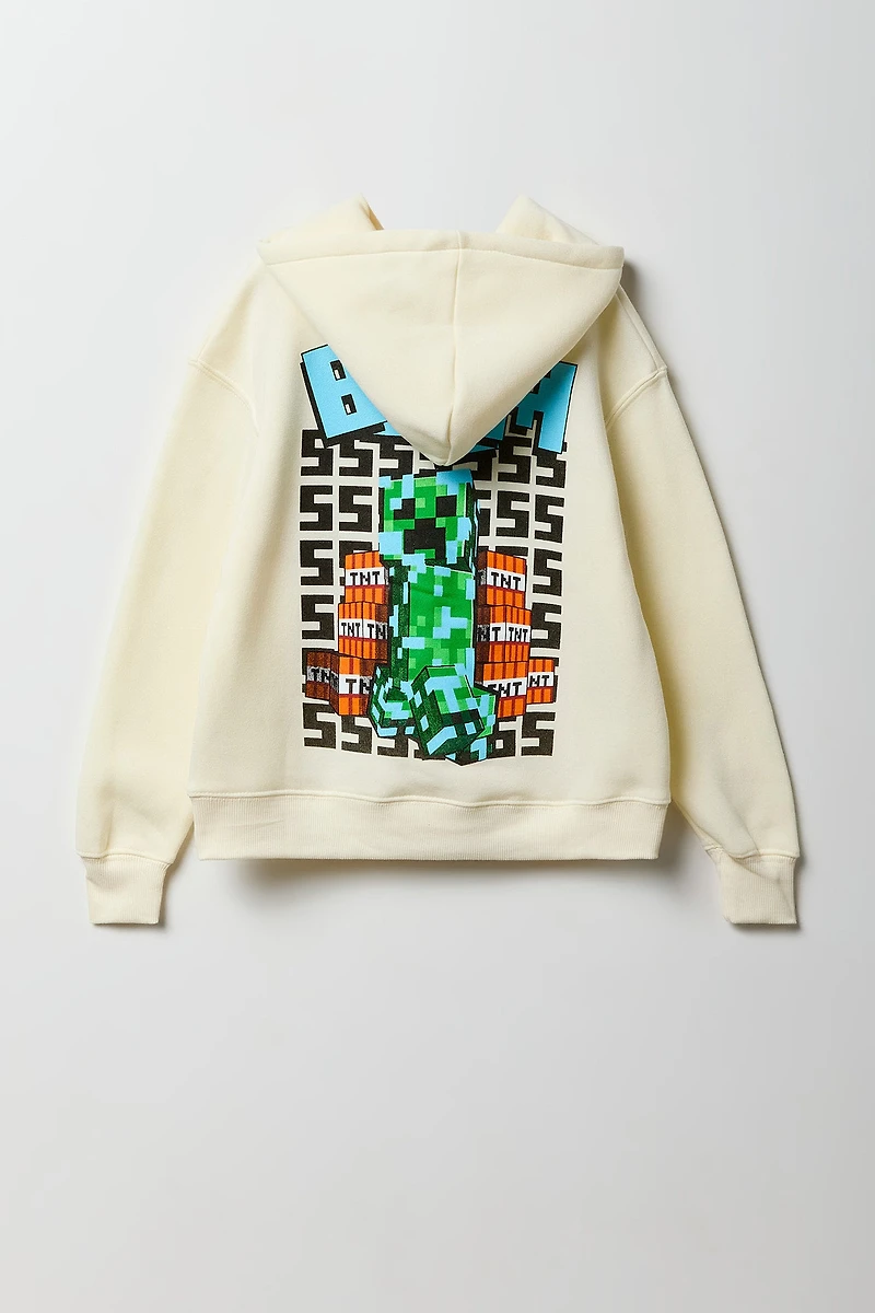 Haut à capuchon en molleton avec imprimé floqué Minecraft pour enfant