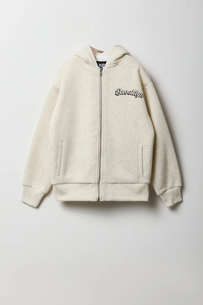 Haut à capuchon doublé de Sherpa avec fermeture glissière pour enfant