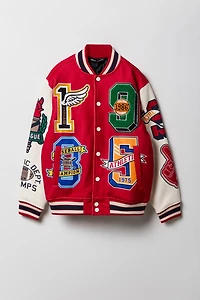 Boys Chenille Embroidered Fleece Varsity Jacket