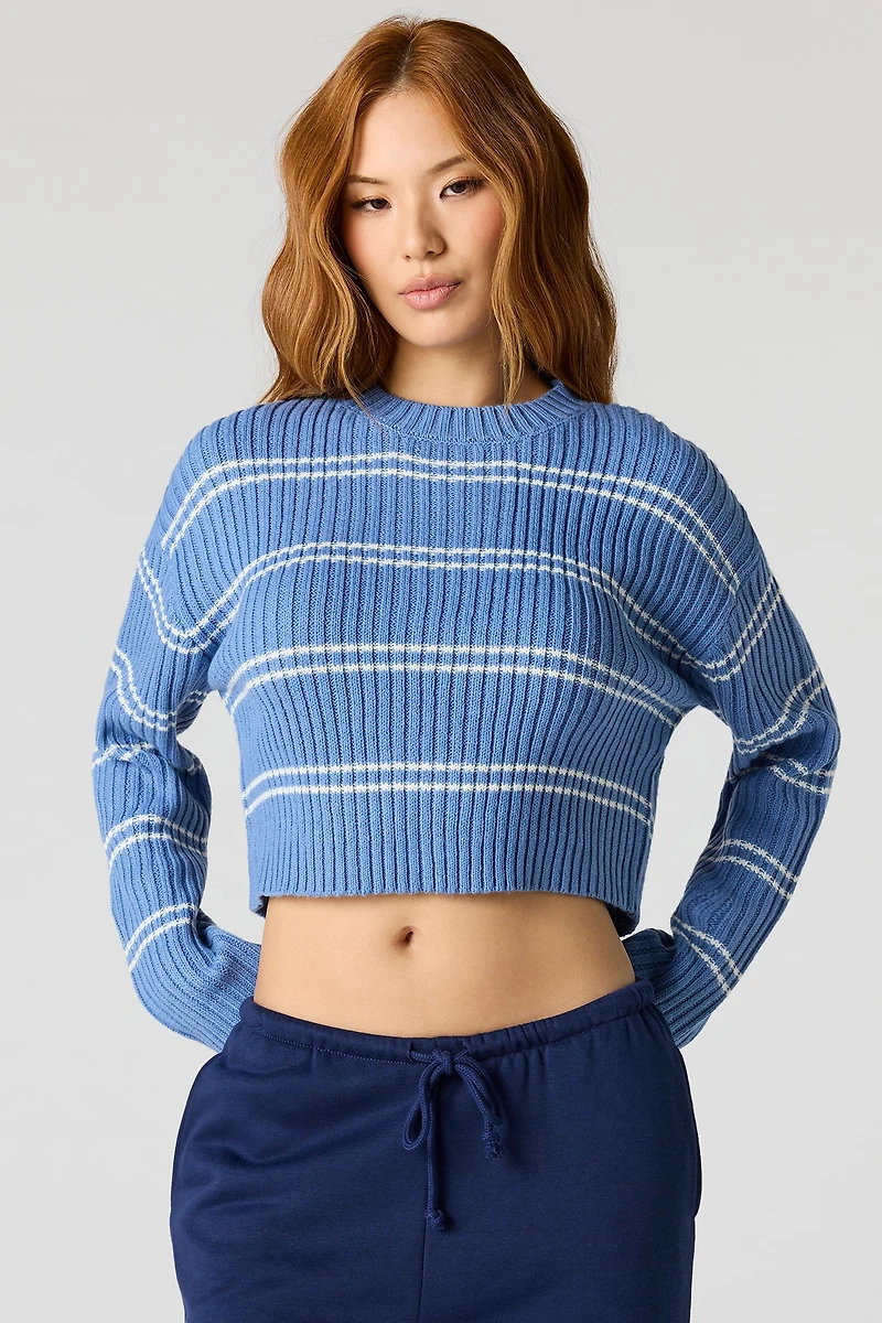 Striped Ribbed Knit Sweater