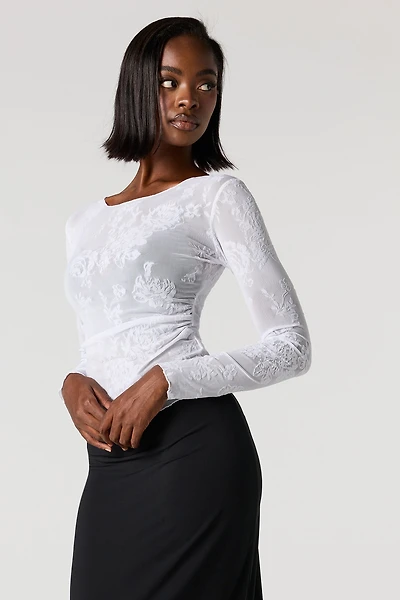 Haut flocké fleuri imprimé classique