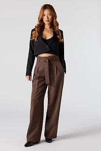 Pantalon habillé à jambe large avec taille froncée
