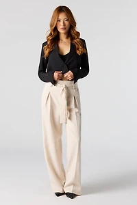 Belted Paperbag Wide Leg Dress Pant