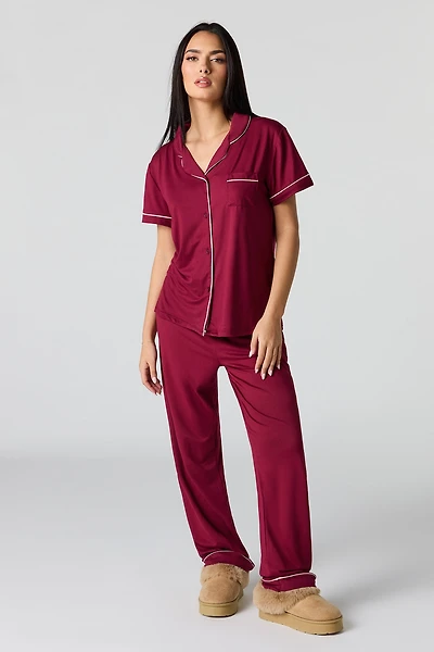 Soft Button-Up Top & Pant Pajama Set