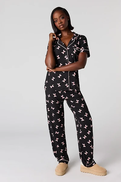 Soft Button-Up Top & Pant Pajama Set