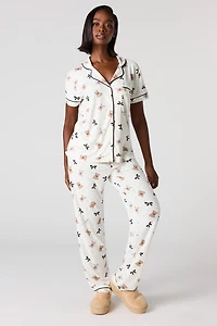 Soft Button-Up Top & Pant Pajama Set