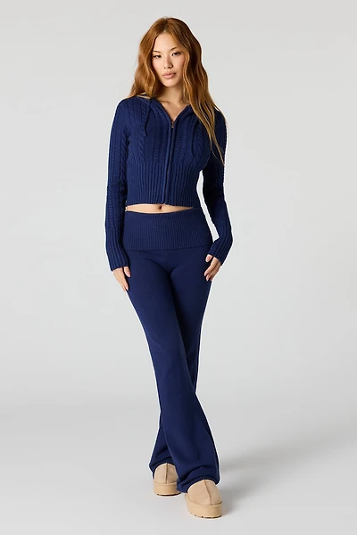 Knit Foldover Flare Pant