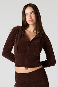 Chenille Knit Zip-Up Hoodie