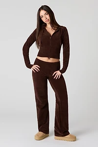 Chenille Knit Foldover Flare Pant