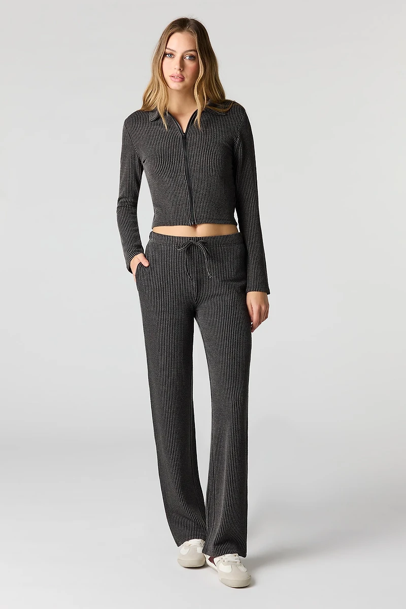 Ribbed Knit Wide Leg Pant