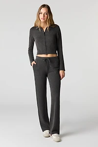 Ribbed Knit Wide Leg Pant