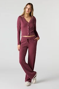 Ribbed Knit Wide Leg Pant