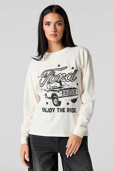 Ford Twill Embroidered Long Sleeve Fleece Top