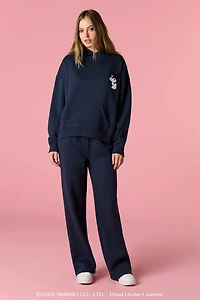 Kuromi™ Chenille Embroidered Fleece Wide Leg Sweatpant